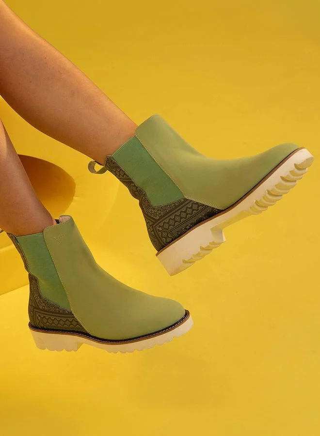 Yoho Green Green Comfortable Lightweight Printed Boots for Women | Best Price UAE